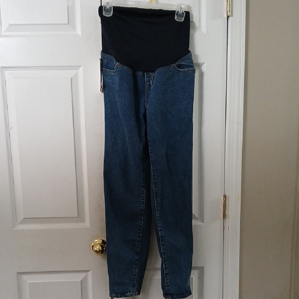 Isabel 90s Straight Maternity crossover black panel Jeans  Sz 2 NWT